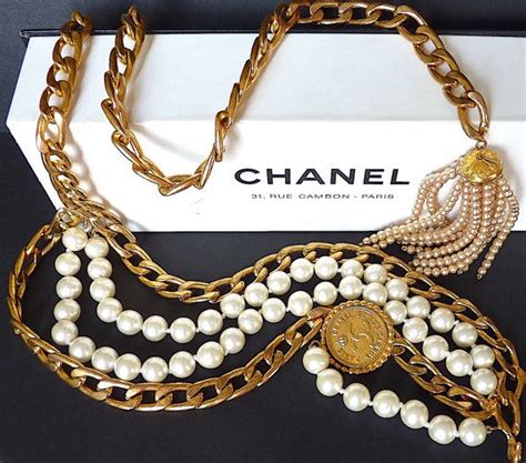 chanel pearl belt necklace|chanel belt original.